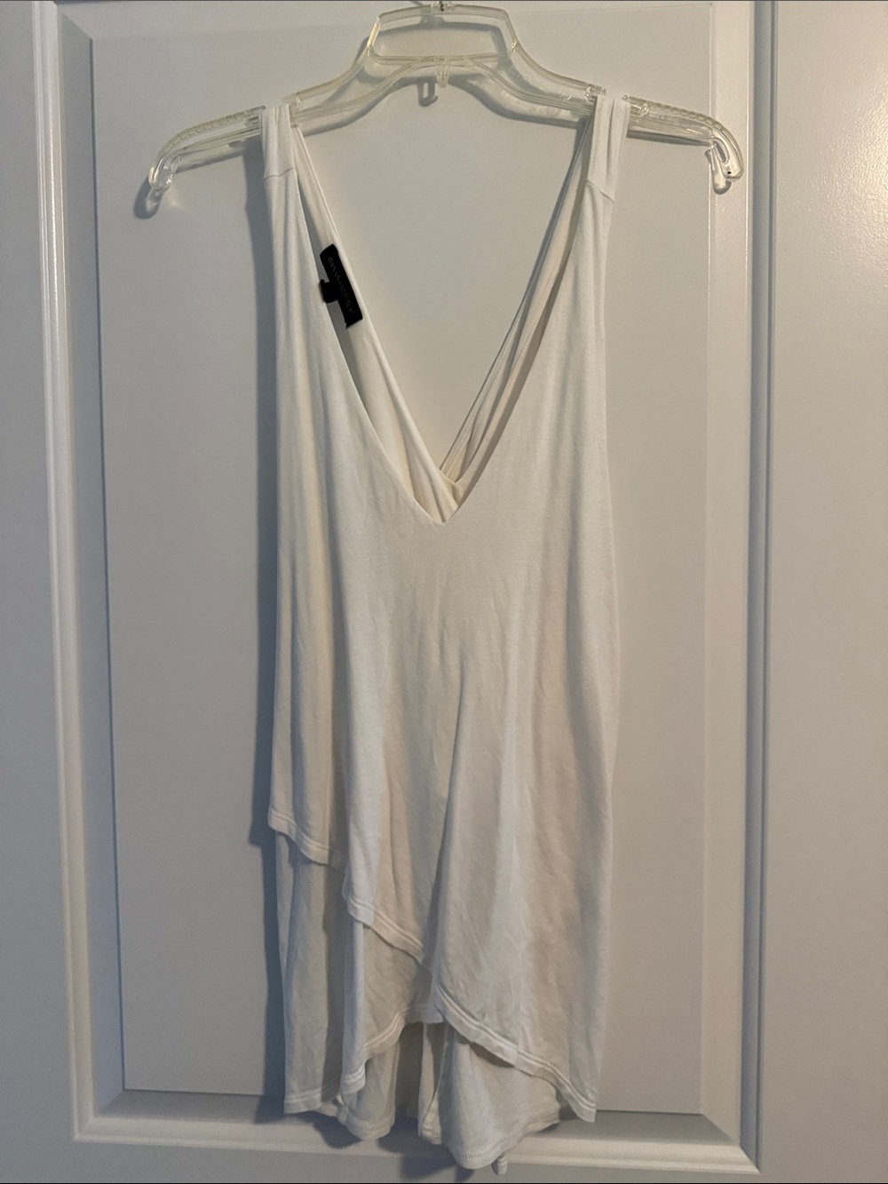 Banana Republic White Layered Tank | Double-Layer Cotton Stretch Sleeveless
